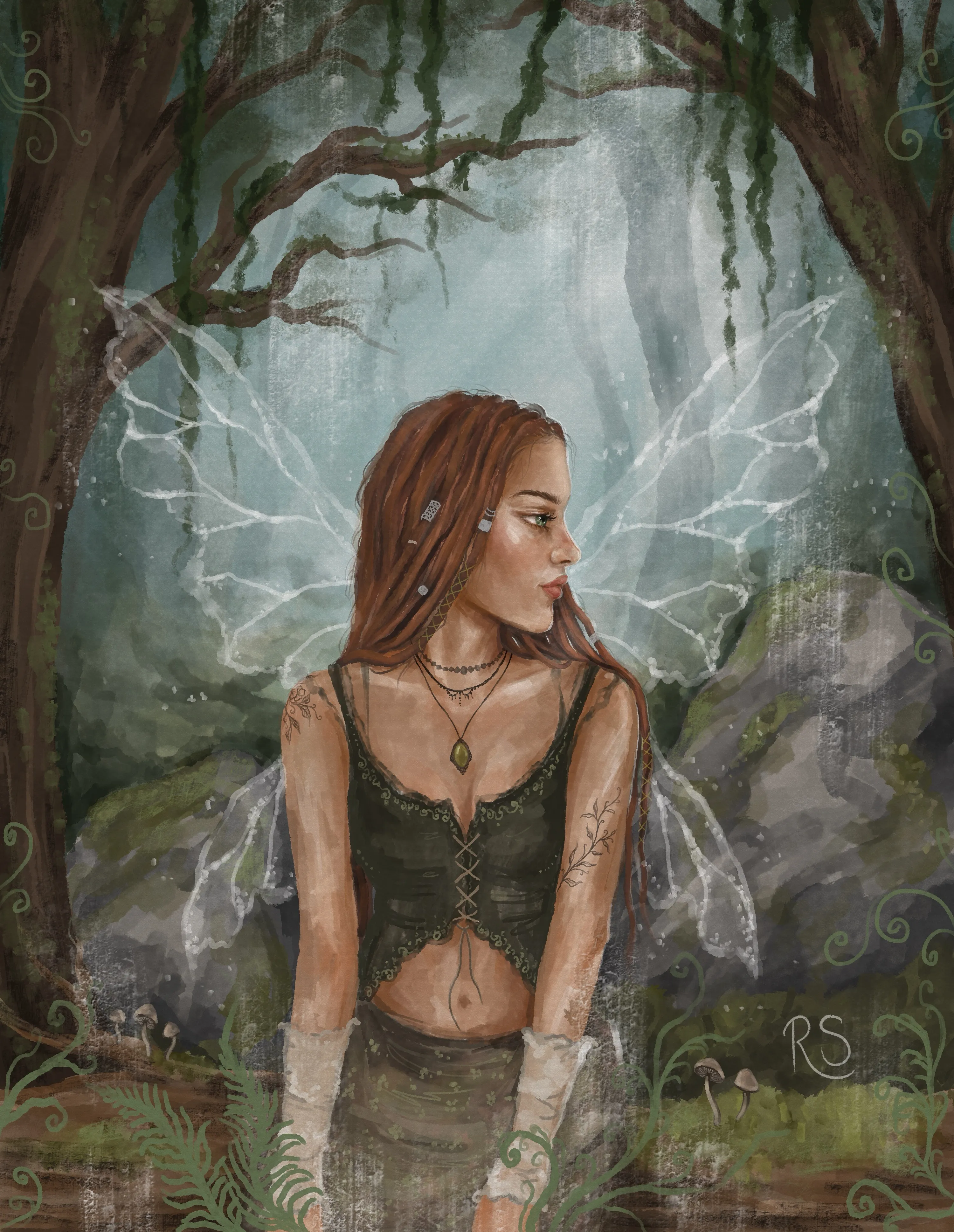 Kunstwerk mit Natur- und Fantasy-Motiv